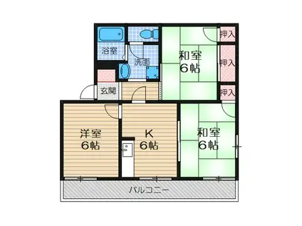 タウニー北春日丘(3DK/2階)の間取り写真