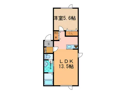 ベルジュ162(1LDK/2階)の間取り写真