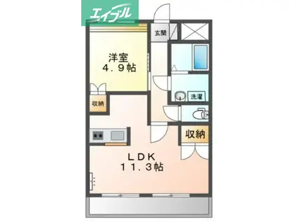 エルガーデン白石(1LDK/2階)の間取り写真