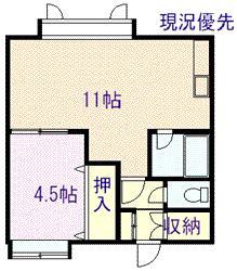 ラルクアンシェル(1LDK/1階)の間取り写真