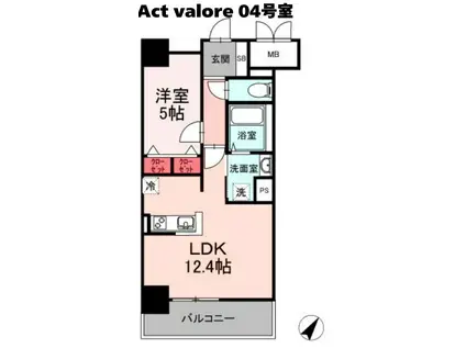 ACT VALORE(1LDK/5階)の間取り写真