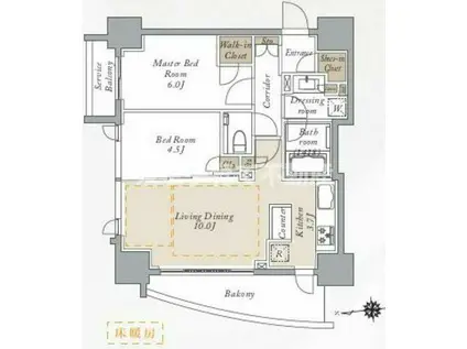 プライマルシティ神楽坂(2LDK/12階)の間取り写真