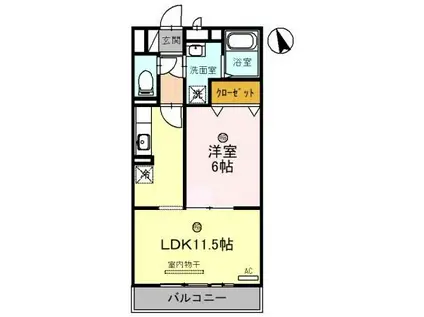 クレセント(1LDK/3階)の間取り写真