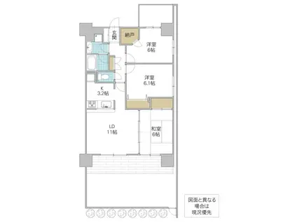 レグザ土浦アクアガーデン(3LDK/1階)の間取り写真