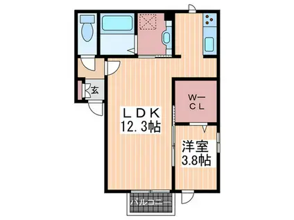 ライブコープ神崎(1LDK/2階)の間取り写真