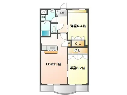 WITH D(2LDK/2階)の間取り写真