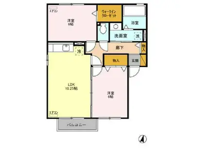 ムーン・コートABCD(2LDK/2階)の間取り写真