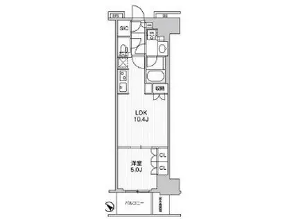 WORVE横浜伊勢佐木町(1LDK/8階)の間取り写真