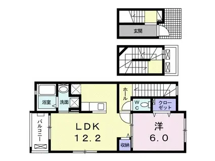 メイプル(1LDK/3階)の間取り写真