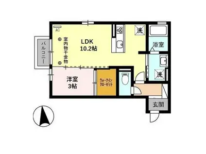 ポポラーレ(1LDK/2階)の間取り写真