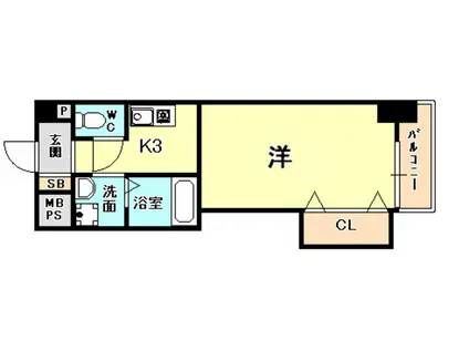 エレナ西宮北口(1K/9階)の間取り写真