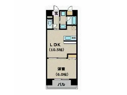 カスタリア新宿(1LDK/10階)の間取り写真