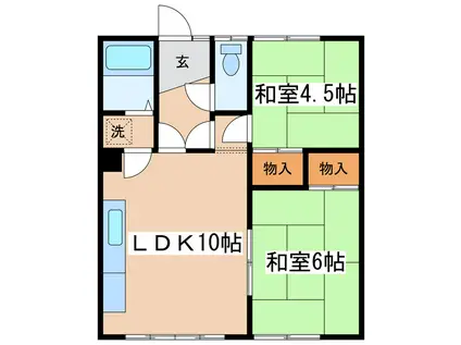 コーポ中西(2LDK/2階)の間取り写真