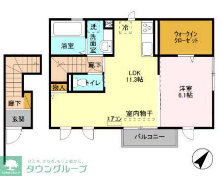 ビスクレッド(1LDK/2階)の間取り写真
