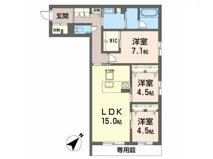 シャーメゾンアイリス(3LDK/1階)の間取り写真
