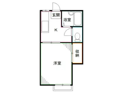 ウィステリア(1K/1階)の間取り写真