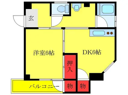 村田ビル(1DK/2階)の間取り写真