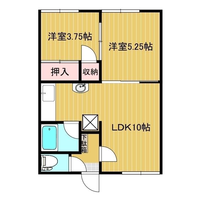 シティハイムレヴェイヨン(2LDK/2階)の間取り写真