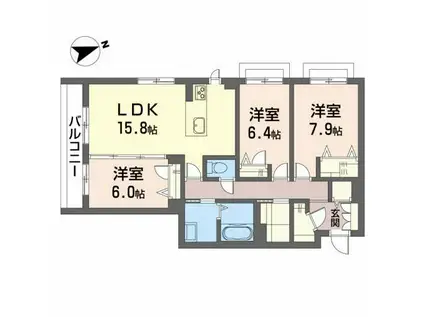 メゾンマスト一関(3LDK/2階)の間取り写真