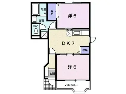 U.T.S.金栄 B棟(1LDK/1階)の間取り写真