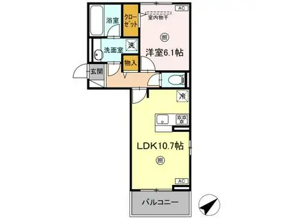 EXE VILLA イースト(1K/1階)の間取り写真