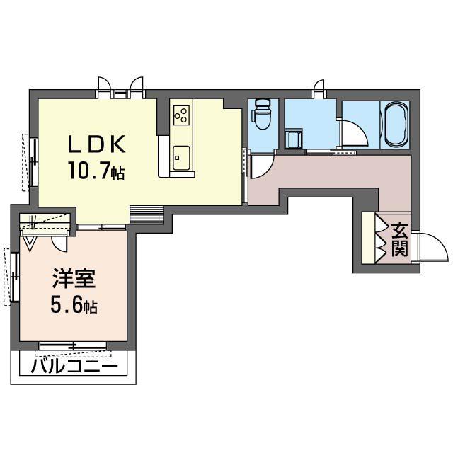 中沢ハイツC(1LDK/2階)の間取り写真