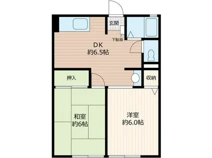 シティハイム ハウスM3(2DK/2階)の間取り写真