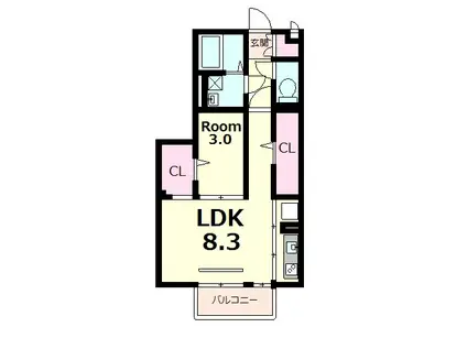 レセンテ出町A(1LDK/1階)の間取り写真