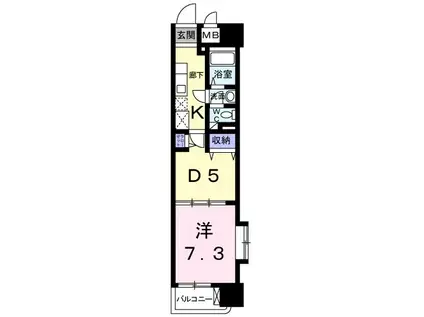 メゾンソレイユ(1DK/9階)の間取り写真