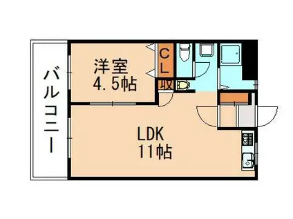 花宅ビル(1LDK/6階)の間取り写真