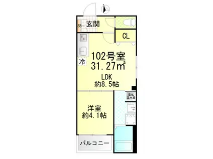 パラドール徳庵(1LDK/1階)の間取り写真