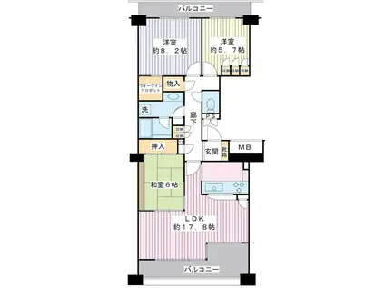 ベイシティ浦安E棟(3LDK/11階)の間取り写真