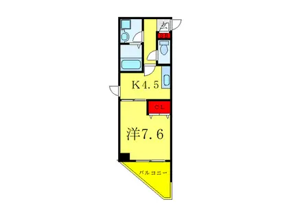 ラディアントコート(1K/4階)の間取り写真