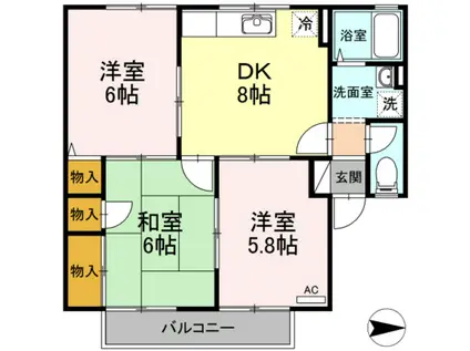 セジュール藤本(3DK/2階)の間取り写真