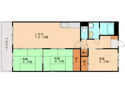 ピュア生の松原(3LDK/2階)の間取り写真