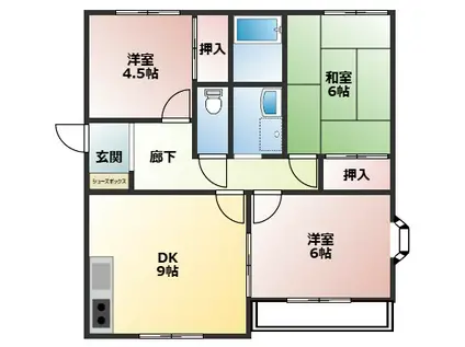 パティオD棟(3DK/1階)の間取り写真