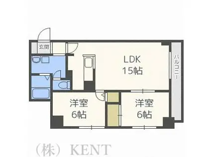 メゾンドゥリバーニュー(2LDK/7階)の間取り写真