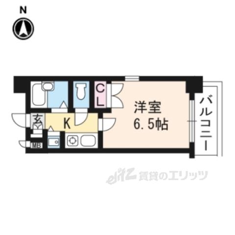 リーガル京都五条烏丸(1K/6階)の間取り写真