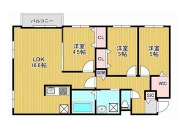 ザ・レジデンス南平岸(3LDK/2階)の間取り写真