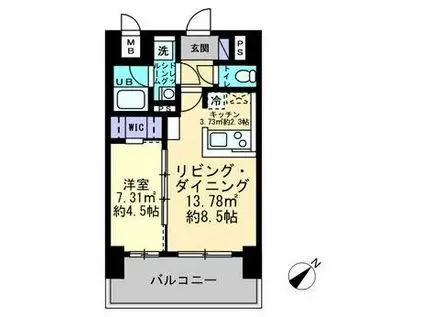ルスト栗林町(1LDK/6階)の間取り写真