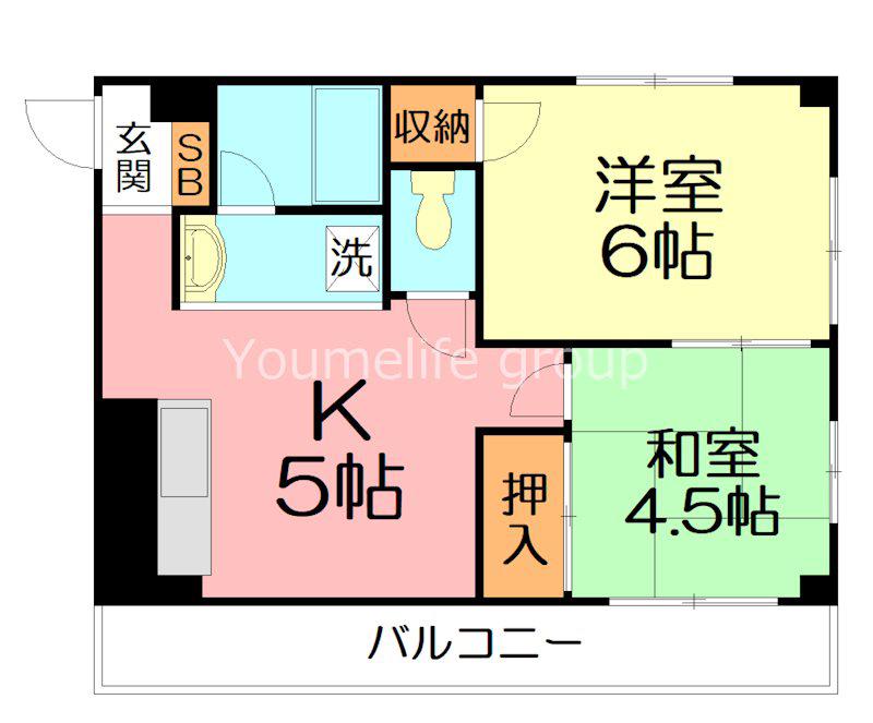 西海岸ハイツ(2K/3階)の間取り写真
