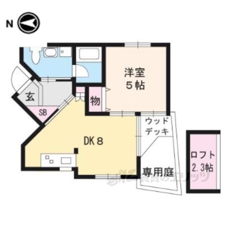 稲荷新風庵(1DK/2階)の間取り写真