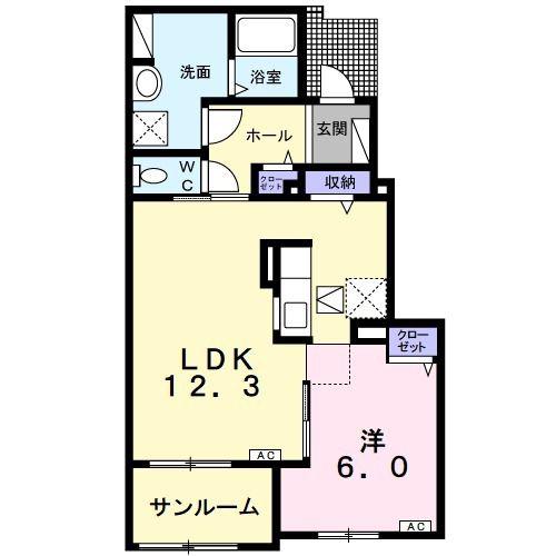 アロッジオ III番館(1LDK/1階)の間取り写真