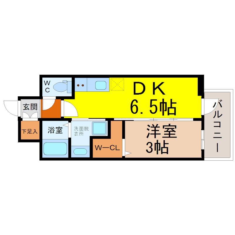 エステムコート名古屋鶴舞IIレアーヴ(1DK/3階)の間取り写真