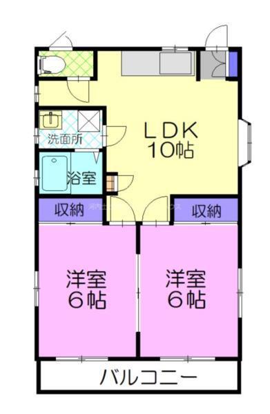 ハイツOMORI(2LDK/2階)の間取り写真