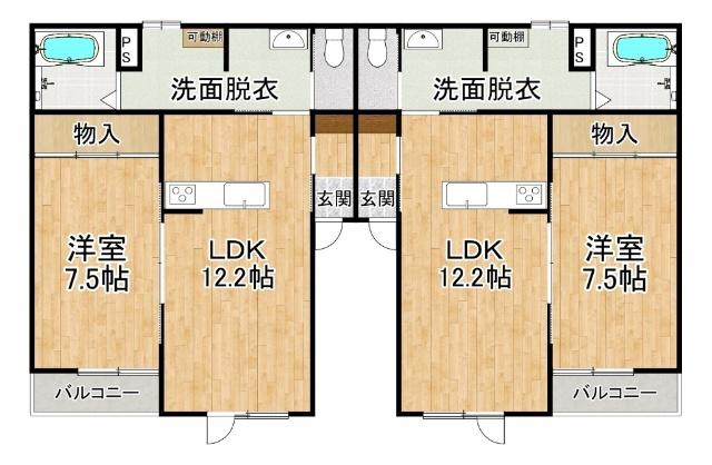 TOWN西5南17ベリーIIA(1LDK/1階)の間取り写真