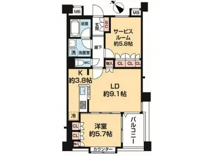 クリオ南多摩(1SLDK/4階)の間取り写真