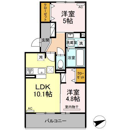 テラバスタ新南部(2LDK/2階)の間取り写真