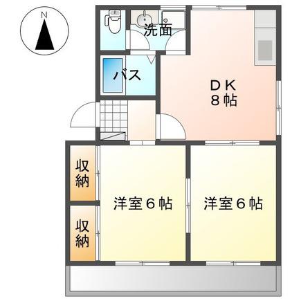 ルミエール(2DK/2階)の間取り写真