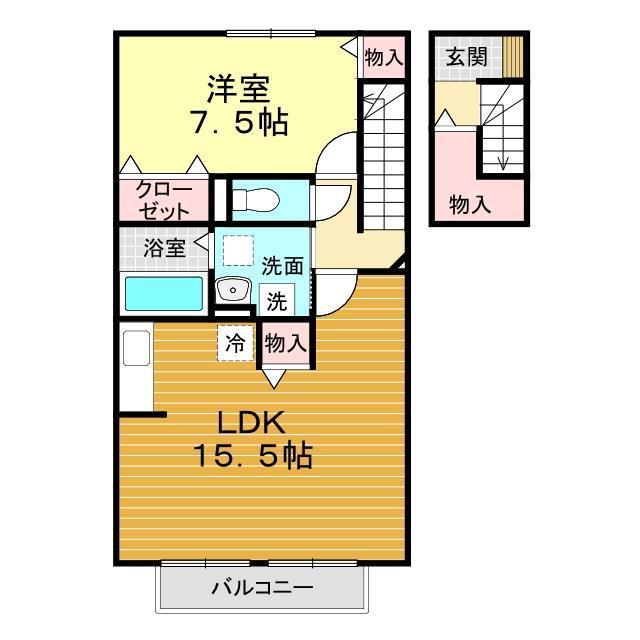 サンルーチェASADA(1LDK/2階)の間取り写真